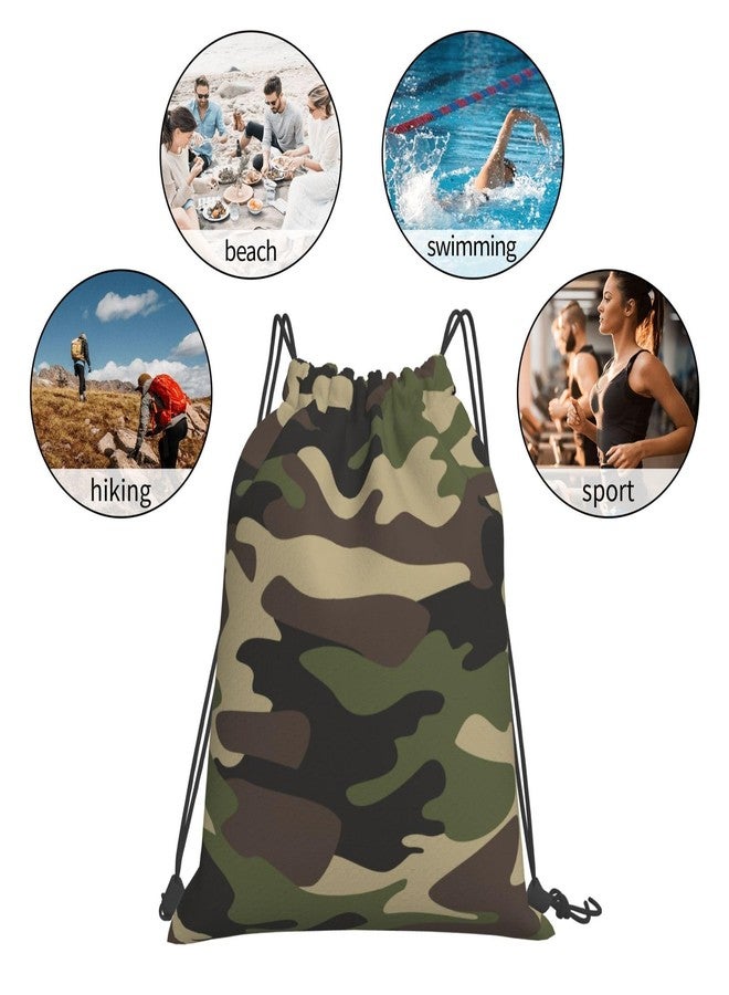 AIMASTZ Green Brown Camo Unisex Drawstring Backpack Bag Sport Gym Travel Swim Sackpack - Image 4